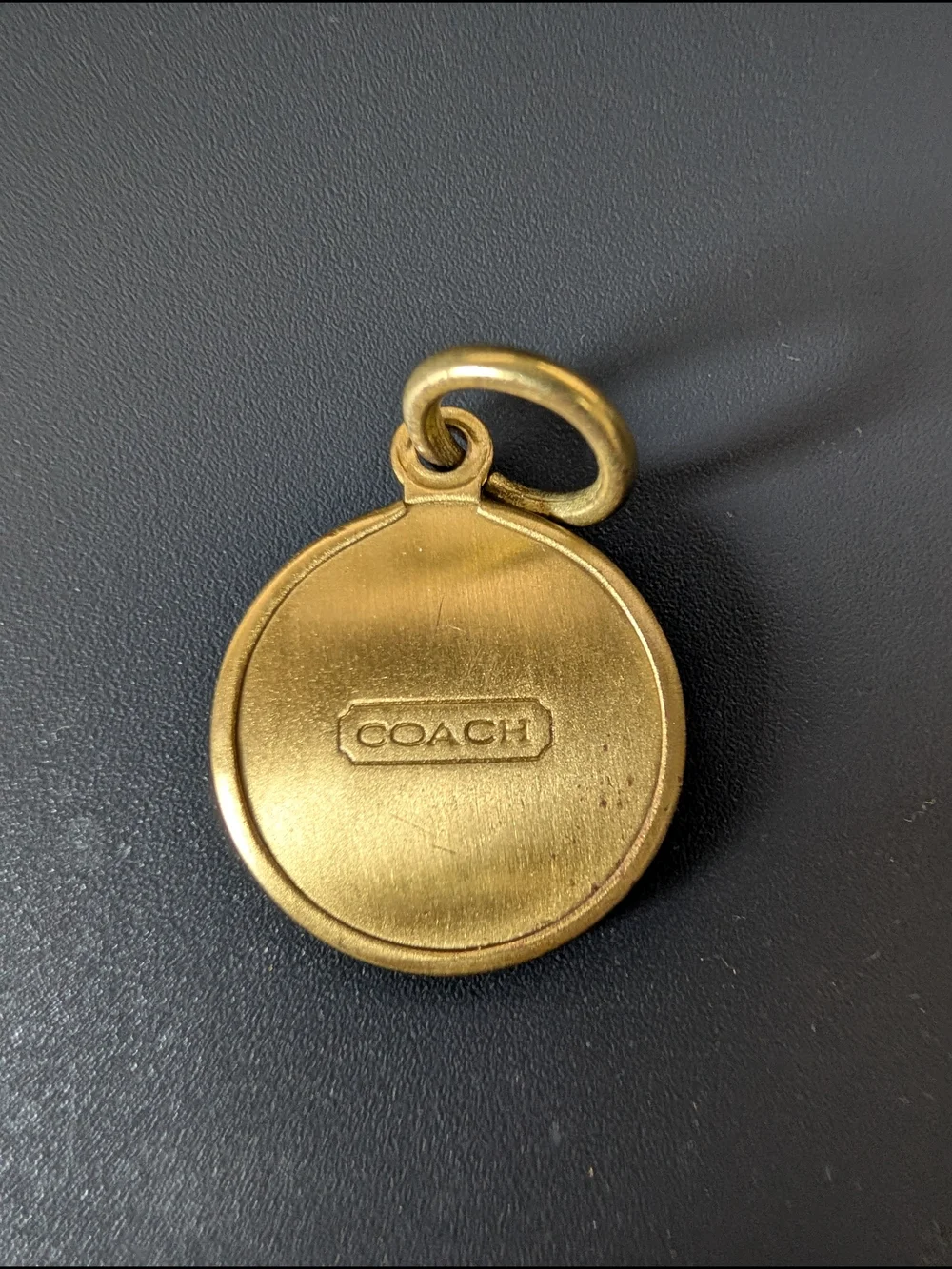 Vintage Coach Brass Round Medallion Hangtag Bag Charm